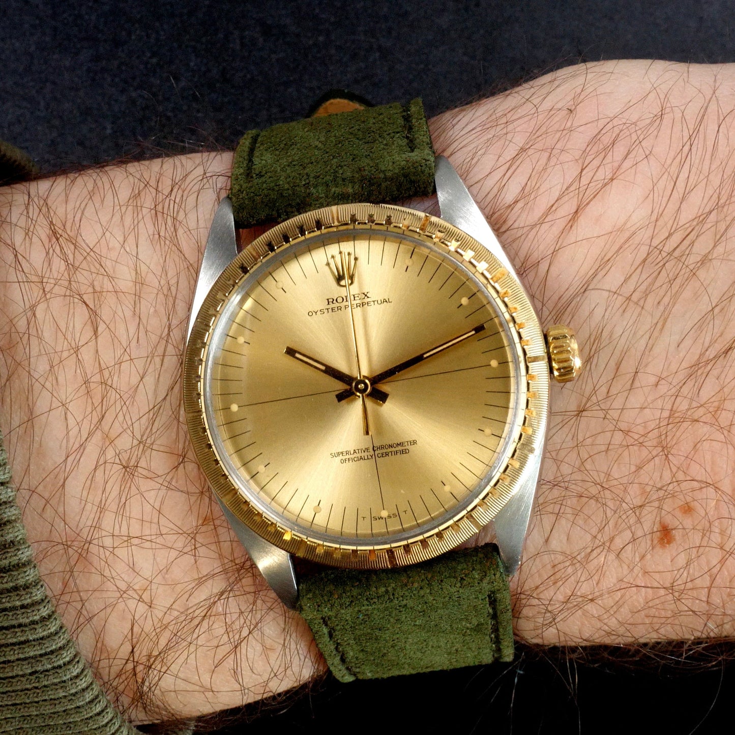 Rolex Oyster Perpetual 34 Zephyr Or/Acier 1038 RARE 1967