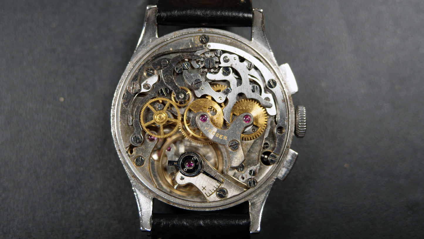 Chronographe Jaeger Vintage – Calibre Universal Genève 285 – Boîtier Acier – 35 mm